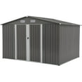 thumbnail image 5 of JOIVI Outdoor Storage Shed, 8'x10' Large Galvanized Steel Metal Garden Shed, Double Door W/Lock, Outdoor Storage House for Backyard Patio Lawn, Gray, 5 of 9