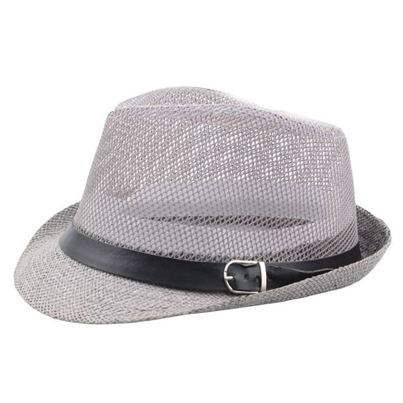 Hamky Winter Hats,Hunting Hat,Unisex Trilby Gangster Cap Beach Sun Straw Hat Band Sunhat ,Hiking Hat,Trapper Hat Grey