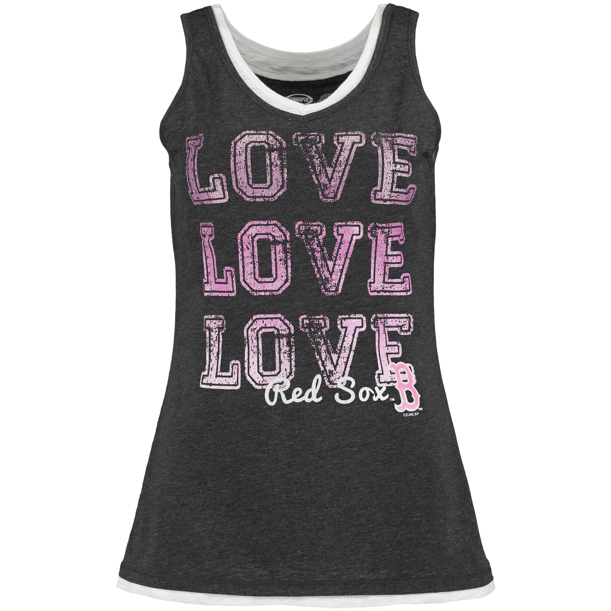 Boston Red Sox Concepts Sport Women's Crush Layered Tank Top Charcoal by COLLEGE CONCEPTS
