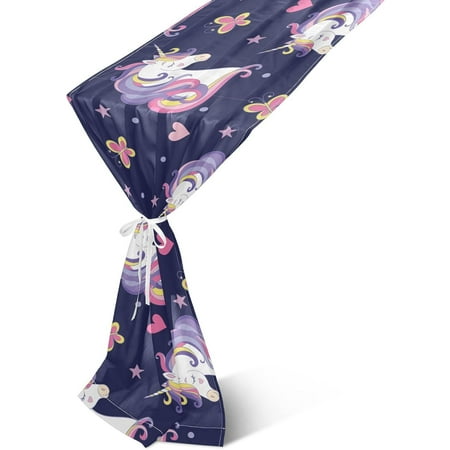 

Hyjoy Table Runner Cute Unicorns Machine Washable Non-Slip Farmhouse Table Runners for Dinner Party Holidays Home Decor 13 x 70 Inch