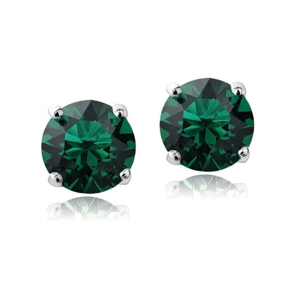 Swarovski Elements Emerald May Birthstone Stud Earrings in Gold Tone