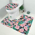 thumbnail image 2 of Pioneer Flower Floral Print Pattern Bathroom Rugs Sets 3 Piece,Toilet Cover Set,Absorbent Non Slip Bathroom Mats Sets with U-Shaped Contour Rug Toilet Rug Set, 2 of 5