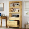 thumbnail image 3 of Tribesigns 2-Drawer Vertical File Cabinet with Open Bookshelf, Modern Design Filing Storage for Home Office, Letter/Legal/A4 Sizes, Oak, 3 of 7