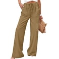 thumbnail image 7 of Women's 2026 Summer Lightweight Cotton Linen Wide Leg Trousers Elegant Casual Pants with Pockets by Yigetop Khaki XL, 7 of 7