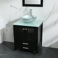 thumbnail image 3 of Wonline 24" Wood Bathroom Cabinet Single Vanity Glass Vessel Sink w/Mirror & Countertop, 3 of 7