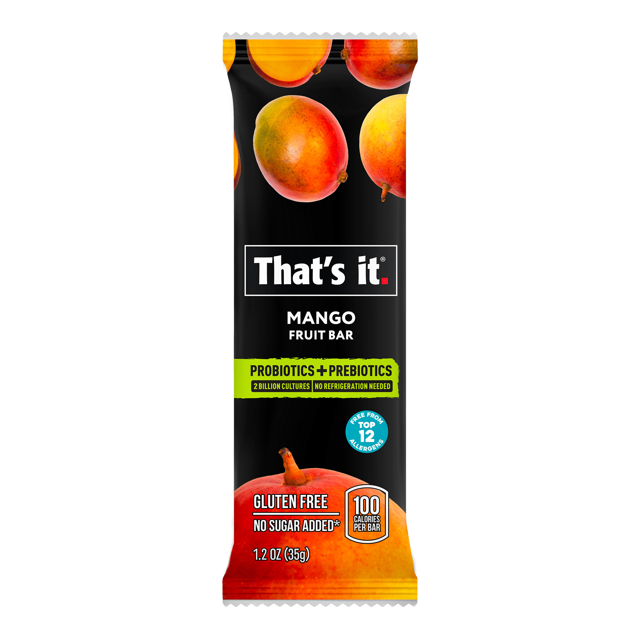 That's it. Gluten-Free Soft & Chewy Pre/Probiotic Mango Fruit Bars, 1.2 oz, Instant 4 Count Shelf Stable Box - image 3 of 7