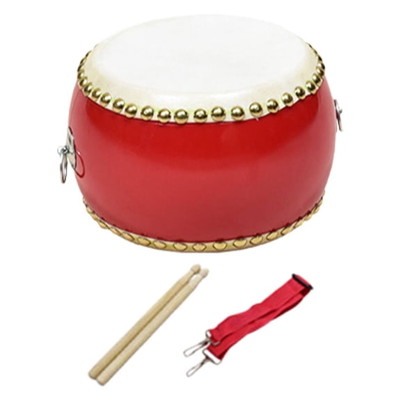 Almencla Wooden Drum Set with Drumsticks Traditional Rhythm with Strap Education Teaching Waist Drum Hand Drum for Boys Girls Children