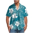 thumbnail image 2 of BiZtdJrK Mens Lightweight Button Down Shirts Big and Tall Lapel Short Sleeve Casual Summer Shirts Tropical Floral Hawaiian Vacation Tops Blue XXL, 2 of 5