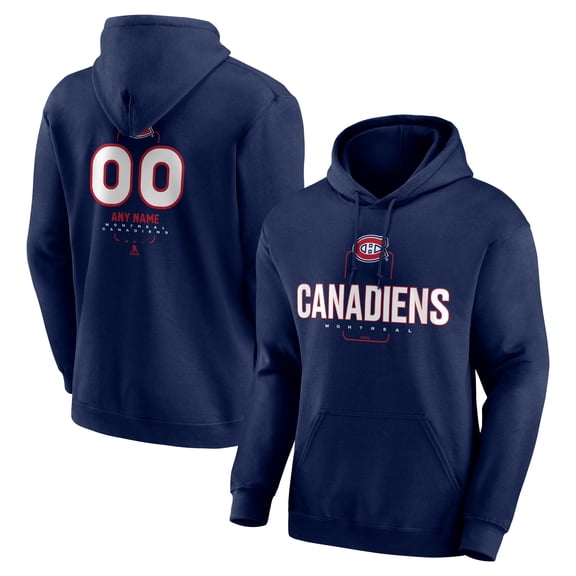 Men's Navy Montreal Canadiens Personalized Name & Number Midfielder Pullover Hoodie