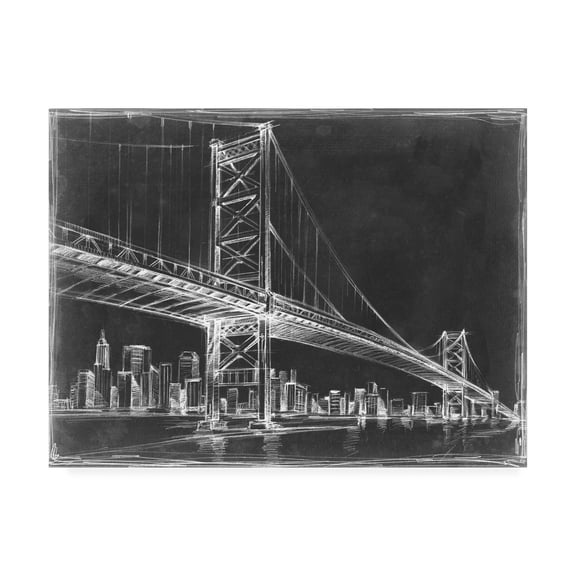 Trademark Fine Art 'Suspension Bridge Blueprint III' Canvas Art by Ethan Harper