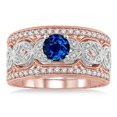 thumbnail image 2 of 2 Carat Sapphire and Diamond Antique Trio Bridal Set Engagement Ring on 10k White Gold, 2 of 3