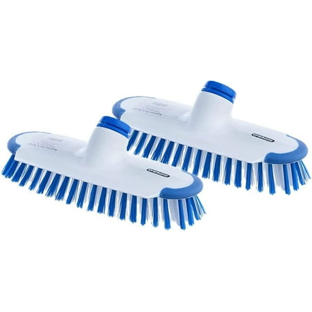 

Superio Deck Scrub Brush with Long Handle Heavy Duty Stiff Bristles with Scraper - Cleans Hot Tub Swimming Pool Granite Tiles Bathroom Patio Kitchen Wall and Deck (2 Head)