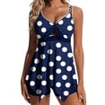 thumbnail image 2 of Xdegoge Tankini Swimsuits for Women with Shorts Two Piece V-Neck Tie Knot Front Printed Flowy Bathing Suits Tummy Control Summer Beach Club outfits, 2 of 6
