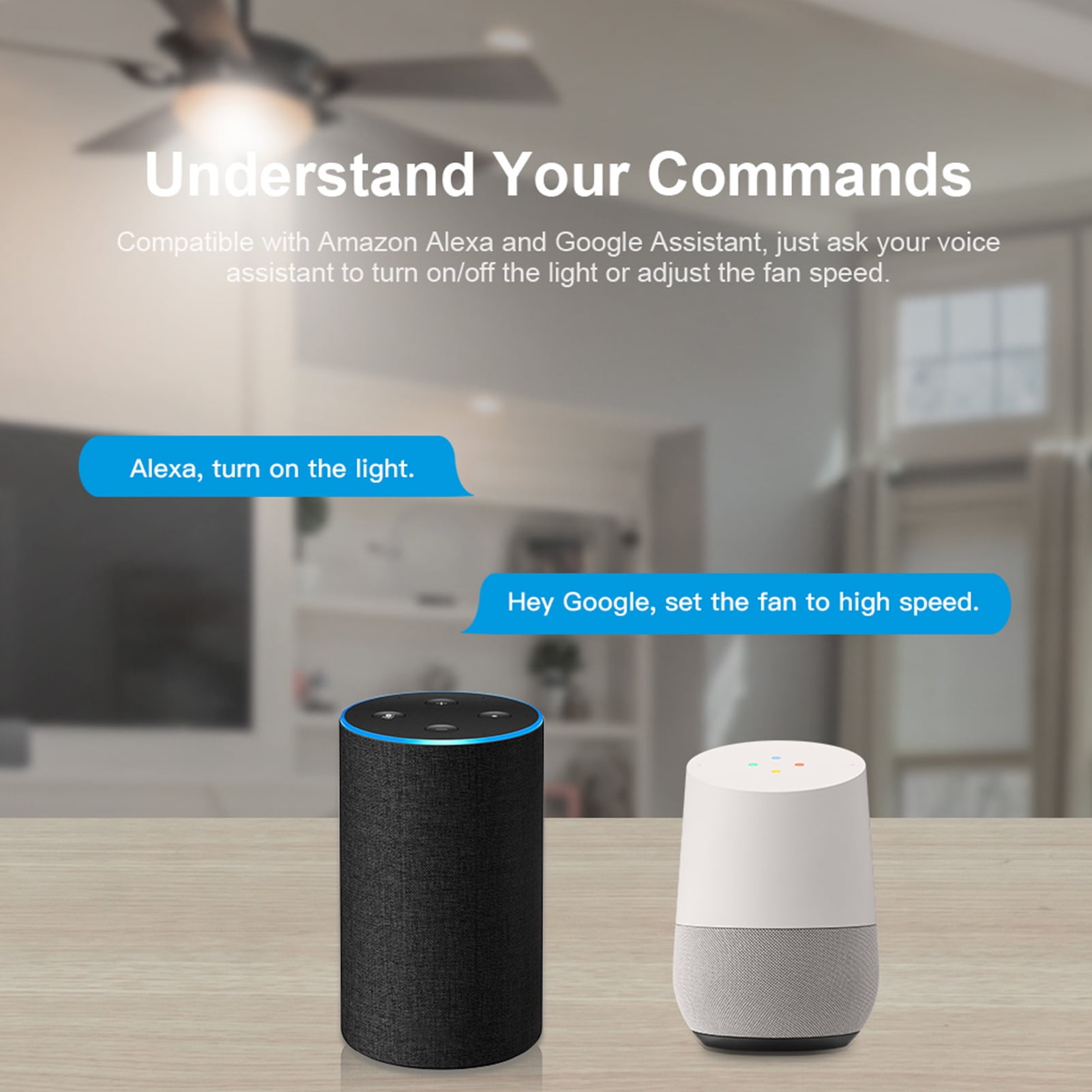 SONOFF iFan04-H Wi-Fi Smart Ceiling Fan with Light Remote Control