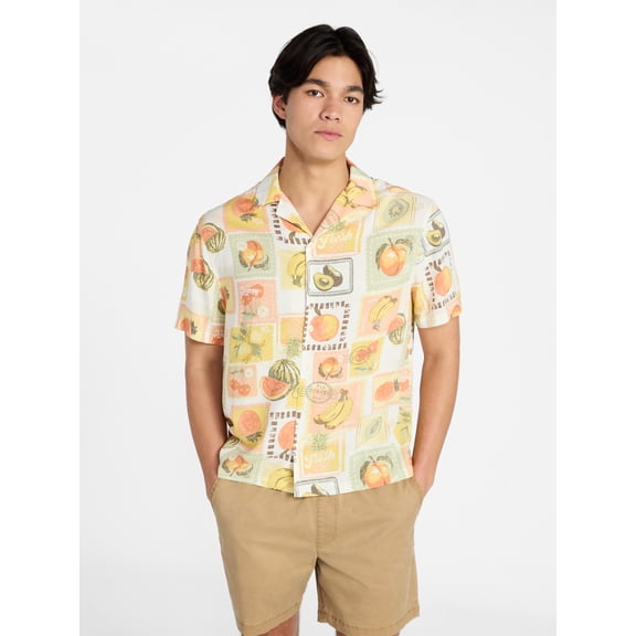 No Boundaries Rayon Shirt with Short Sleeves, Men's and Big & Tall XS-4XLT