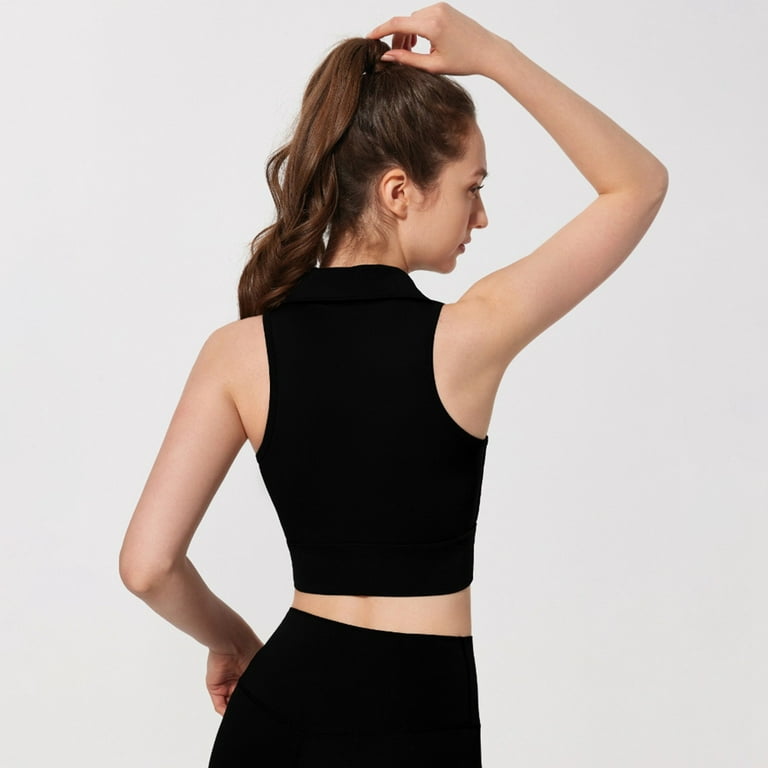 BYHONG Women s Racerback Sports Vest with Built in Bra Padded Seamless Yoga Fitness Top for Running Workout Breathable Vest for Women Black S