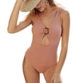 thumbnail image 1 of Traje de baño Cuello en V Tipo chaleco Cintura Botón hueco Decoración Cuello en V Traje de baño de una pieza, 1 of 8