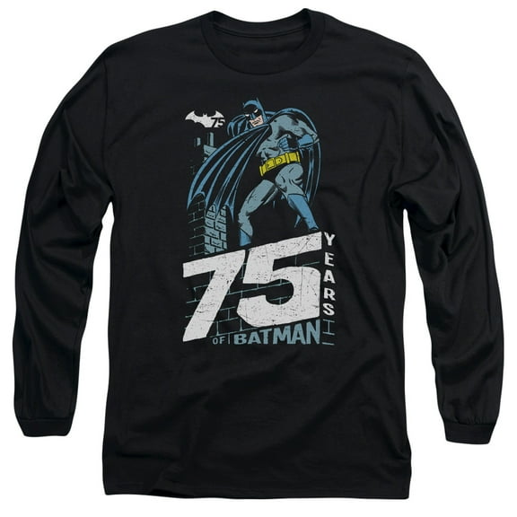 Batman Rooftop Long Sleeve Adult 18/1 T-Shirt Black