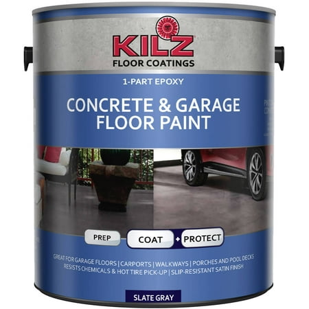 KILZ 1-Part Epoxy Acrylic Interior/Exterior Concrete and Garage Floor Paint, Satin, 1 (Best Paint For Concrete Pool Coping)