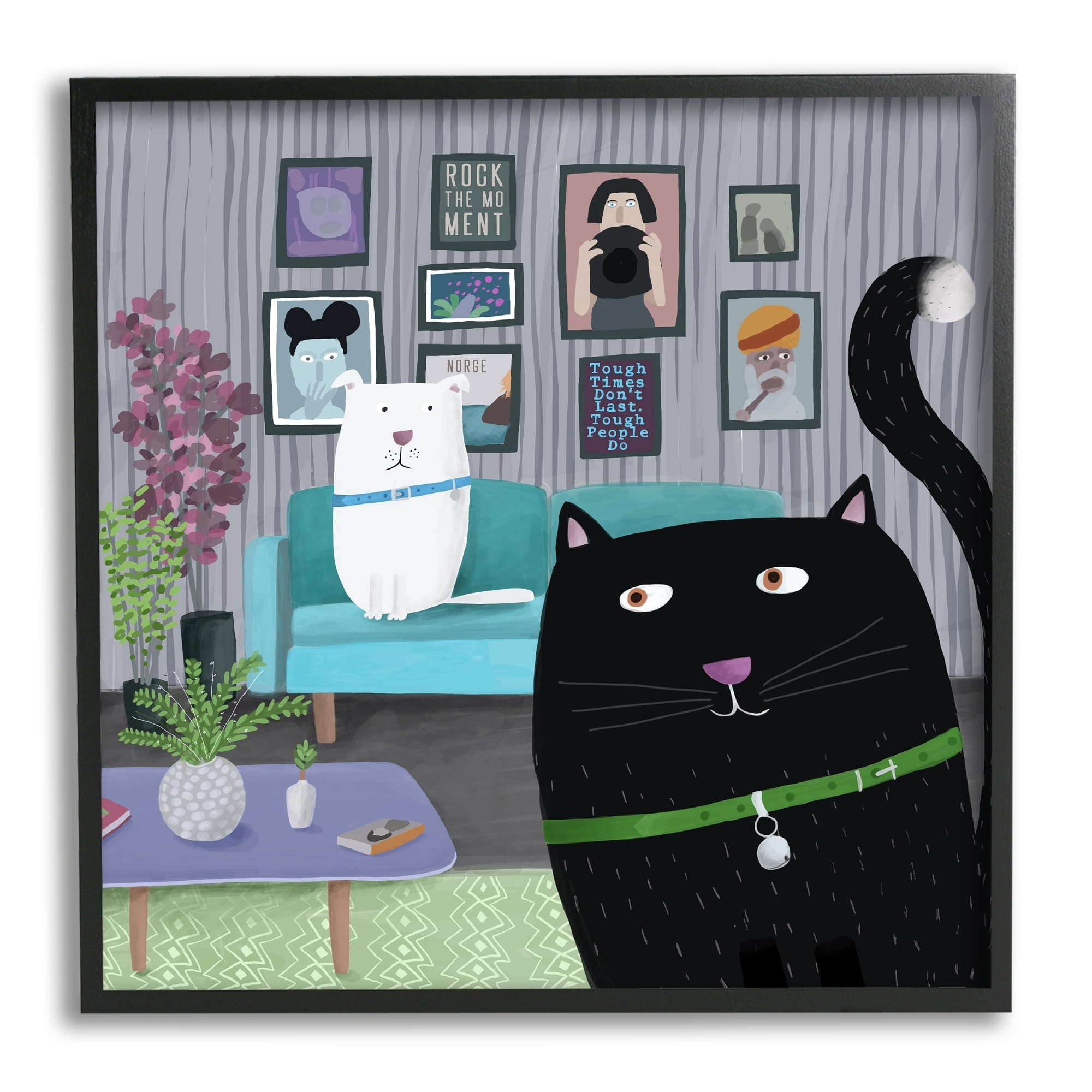 Stupell Industries Rock the Moment Phrase Family Pet Living Room, 17 x 17,Design by Carla Daly