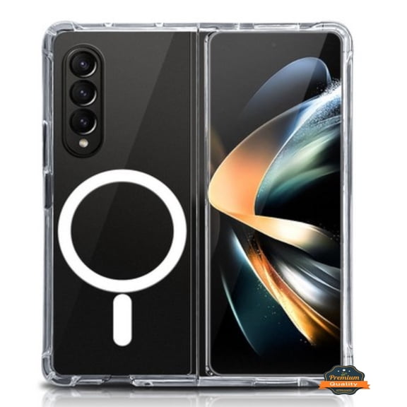 For Samsung Galaxy Z Fold 6 Magnetic Case Compatible with Magsafe Wireless Charger & Card Wallet Transparent Phone Case Cover by Xpression - Clear