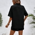 thumbnail image 4 of JULMCOMO Two Piece Sets for Women Deep V Neck Loose Fit Button Down Shirts Short Sleeve Wide Leg Summer Travel Lounge Sets Black S, 4 of 6