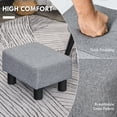 thumbnail image 4 of Ottoman Foot Rest, Small Foot Stool with Linen Fabric Upholstery and Plastic Legs, Cube Ottoman for Living Room, Gray, 4 of 9