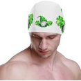 thumbnail image 2 of FYBTO Swimming Cap Green Saint Patrick Day Funny Gnomes Shamrock Unisex Adult FYBTO Polyester, 2 of 4