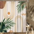 thumbnail image 2 of Green Leaf Mid Century Tropical Bohemian Shower Curtain for Bathroom Boho Abstract Plant Botanical Bathroom 70Wx72L Inches Palm Curve Minimalist Colorful Bath Accessories Art Home Decor Fabric, 2 of 6