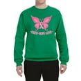 thumbnail image 2 of Wild Bobby, Butterfly Pink Ribbon Faith Hope Love, Breast Cancer Awareness, Unisex Crewneck Graphic Sweatshirt, Kelly, X-Large, 2 of 5