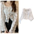 thumbnail image 2 of Yokua Hollowed Knit Lace Cover Up Jackets Crochet Floral Sweater Cardigan for Womens, 2 of 12
