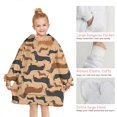 thumbnail image 6 of Retro Style Dachshunds Blanket Hoodies for Kids 6-13YR Oversize Wearable Blanket Hoodies for Boys Girls Teens, 6 of 7
