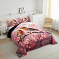 thumbnail image 3 of Homewish Cartoon Bird Sakura Queen Comforter Set,Japan Cherry Blossom Bedding Sets,Pink Flower Bedding Comforter Set For Girl Teens,Ultra Soft Home Decor Reversible,3 Pieces, 3 of 8