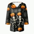 thumbnail image 4 of Towmus 3/4 Length Sleeve Womens Tops Halloween Pumpkin T-Shirts Thanksgiving Graphic Casual Dressy Top Under $10, 4 of 5