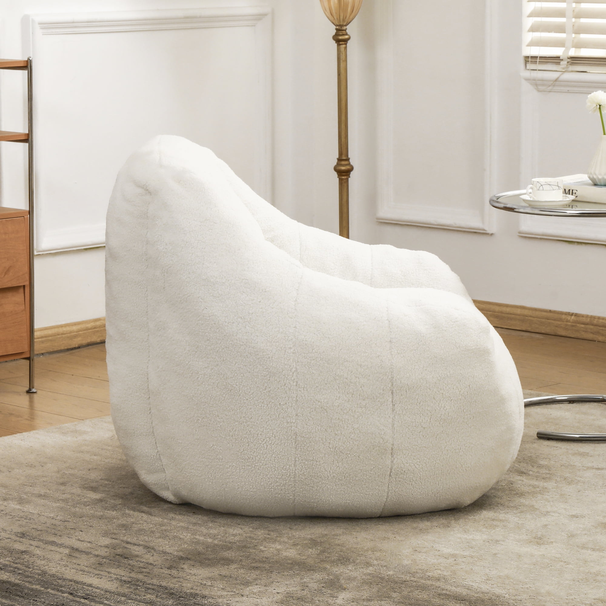 Tufted Memory Foam Bean Bag Chair with Filler, Fluffy Faux Fur Lazy Sofa, Comfy BeanBag for Dorm, Apartment and Living Room