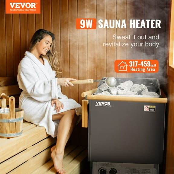 Professional 9KW 220V Sauna Stove Heater | Digital Remote Controller | 3H Auto Shut-Off | Supports Large Room Size | Steam Bath Heater