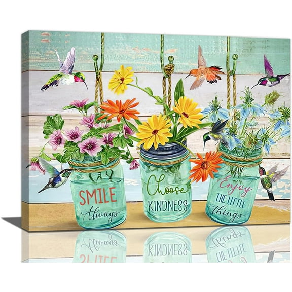 Farmhouse Bathroom Flower Wall Art Flower in Vase Pictures Wall Decor Motivational Inspirational Quotes Canvas Artwork Painting Framed Poster Print for Home Living room Bedroom Bathroom Office 12"X16"