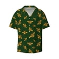 thumbnail image 4 of Uemuo Hohey Bee Pattern Cotton Linen Short Sleeve Shirts,Casual Lightweight Button Down Shirts,Vacation Beach Summer Tops-, 4 of 7