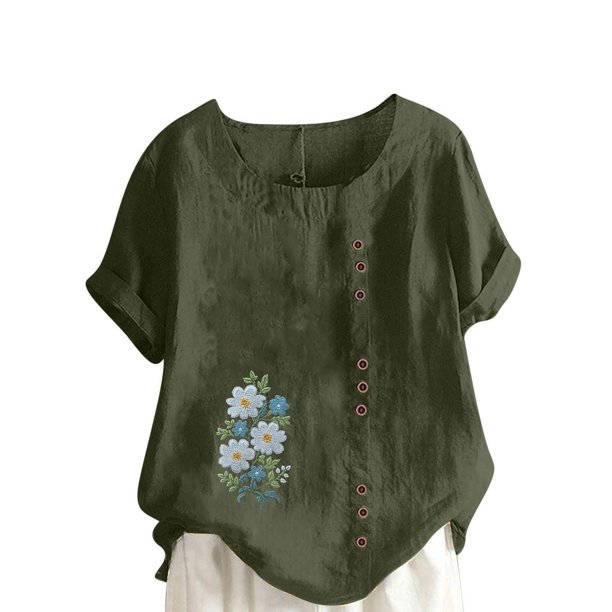 Túnica de Manga Corta Tops para las Mujeres Océano Pescado Impreso Blusa, Ropa Casual Ver Botón Arriba Camiseta