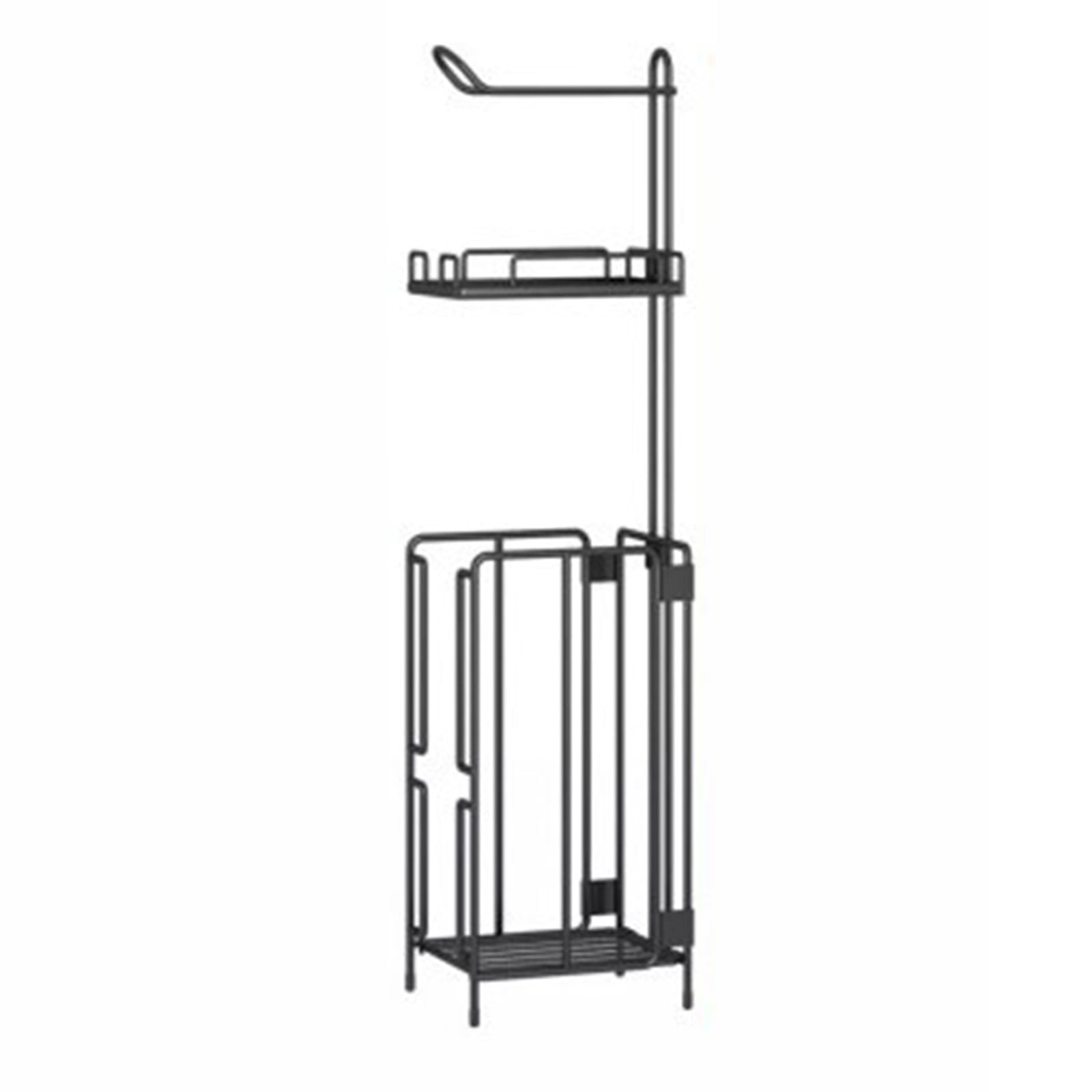 Gnmfd European Style Toilet Storage Rack Floor Standing Iron Paper Towel Holder with Top Shelf for Mobile Phone Bathroom Organizer Multipurpose Storage Rack Storage Shelf Storage Bin for Home