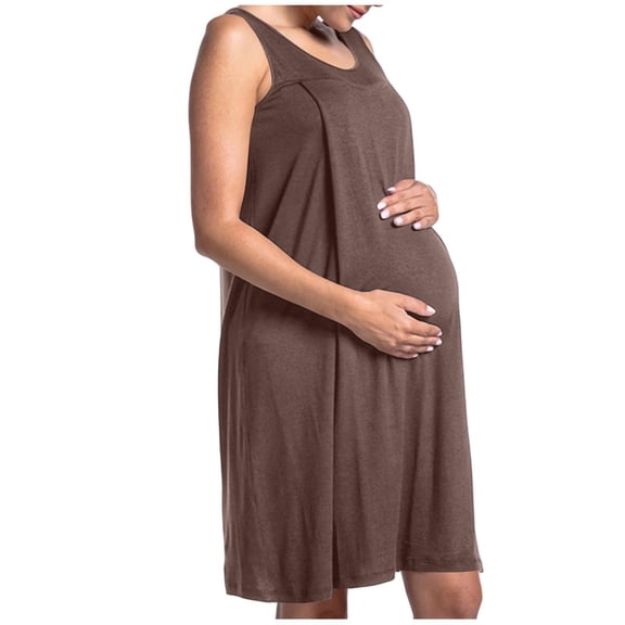 Admvng Nursing Nightgown Sleeveless Soft Maternity Labor Delivery Dress