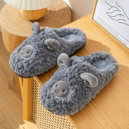 

QWZNDZGR Cute Cartoon Cotton Slippers Autumn Winter Indoor Home Couple Slippers Warm Faux Fur Slippers Girl Heart Cotton Shoes Winter