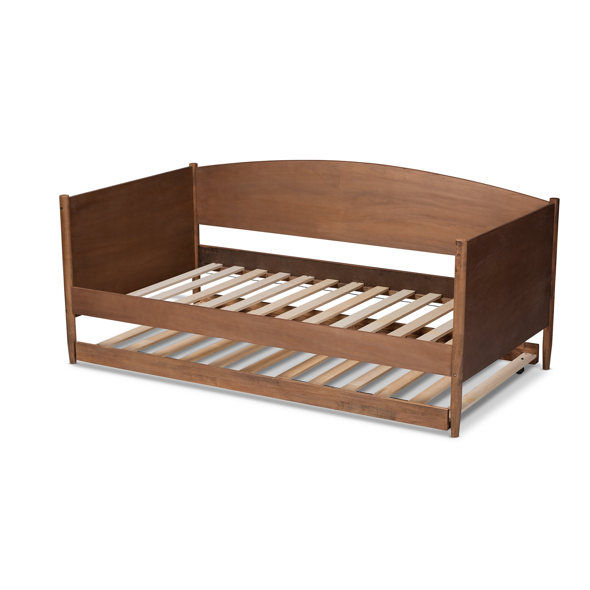 Baxton Studio Veles MidCentury Modern Ash Wanut Finished Wood Daybed with Trundle