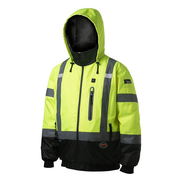 Chaqueta bomber de seguridad Pioneer Hi Vis impermeable con calefacción para hombre