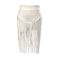 thumbnail image 4 of Unir Women Long Layer Fringe Suede Asymmetrical Midi Skirt Wide Tailored Waist Built-In Anti-Chafing Liner Western Cowboy Casual Long Bottom 1PC S-XXL Plus Size Friendly, 4 of 4