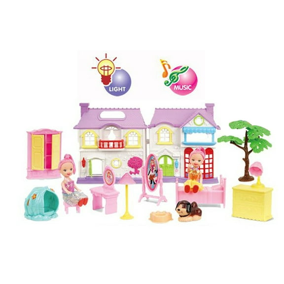 Mundo Toys Dollhouse Villa with Furniture Accessories W /Light, Bell Sound