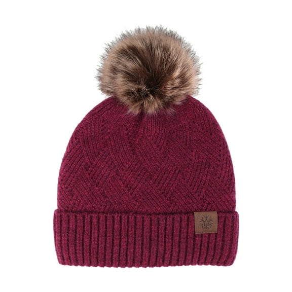 Generic Ladies Pom Pom Cable Knit Beanie Women'S Vintage Knit Hat Women'S Knit Beanie Hat Women Winter Hat Warmer Casual Plush Crochet Multicolor Women Hats Knit Ball Baseball Caps