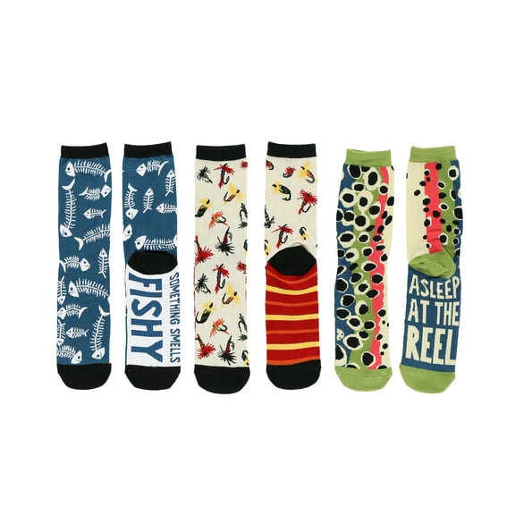 LazyOne Sock Bundle, Funny Fishing Socks, Women's Sizes 5.5-9.5, Men's Sizes 4.5-7.5, Fly, Trout