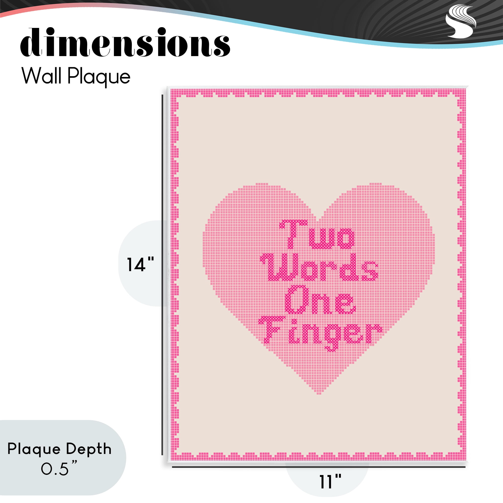 Stupell Industries Two Words One Finger Heart Wall Plaque Art, design by Lil' Rue