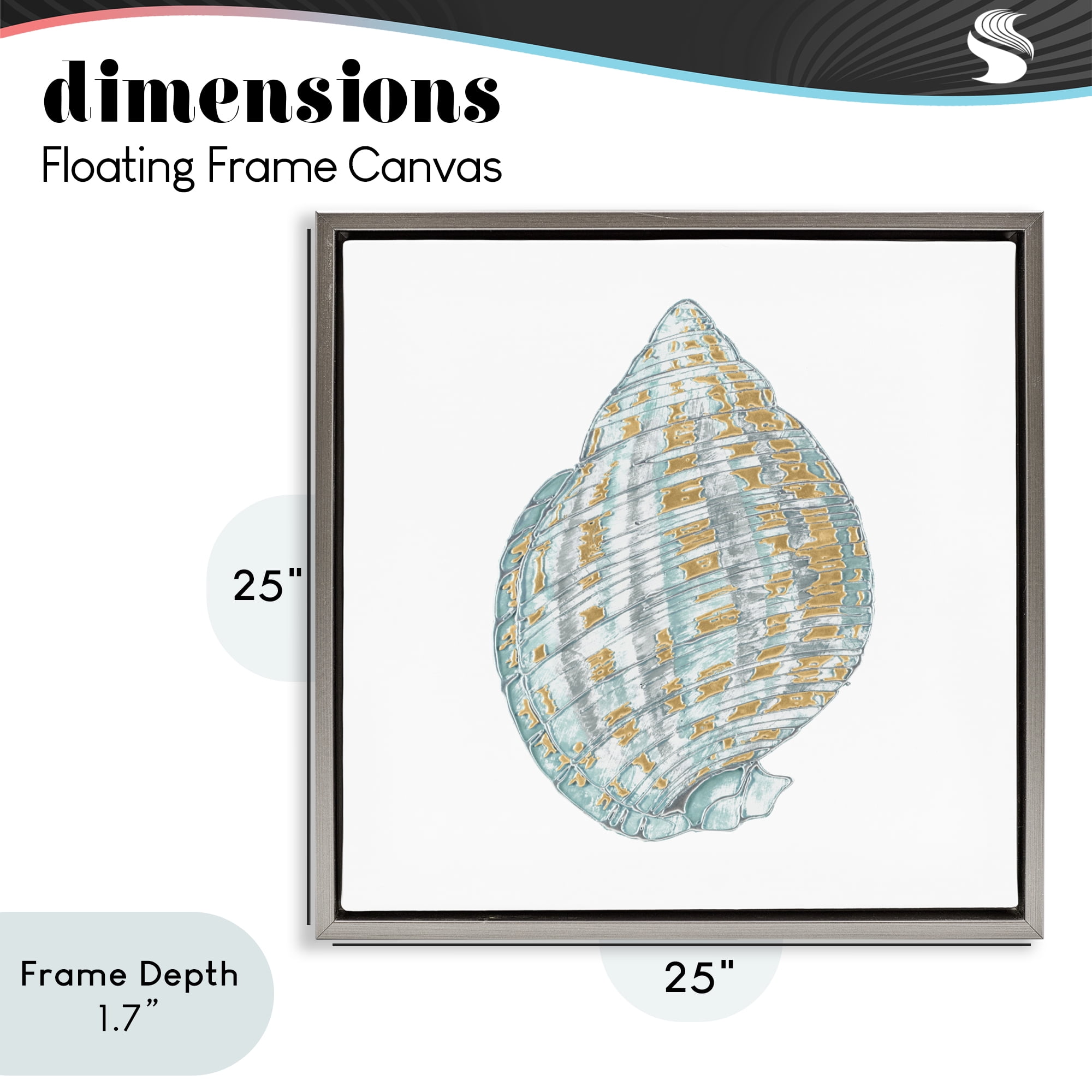 Stupell Industries Regal Shells Spiral Gray Framed Floater Canvas Wall Art, design by Lorenzo Collective